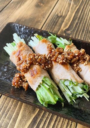 簡単おかず★水菜の豚肉巻き〜醤油麹ダレ〜-レシピのメイン写真