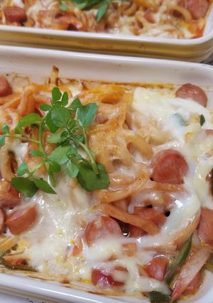 お二人さんの☆うどんナポリタン風焼き！-レシピのメイン写真