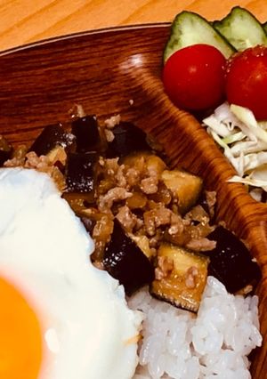 ワンプレート。なすとひき肉の甘辛-レシピのメイン写真