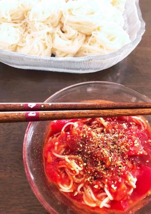 トマト缶で♡冷製カッペリーニ風そうめん☆-レシピのメイン写真