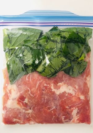 【下味冷凍】豚こま肉と小松菜のめんつゆ煮-レシピのメイン写真