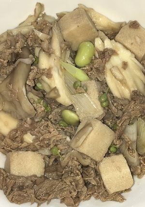 牛肉と舞茸と枝豆と高野豆腐の山椒生姜煮-レシピのメイン写真