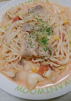 エバラのプチッと鍋でクリームパスタ-レシピのメイン写真
