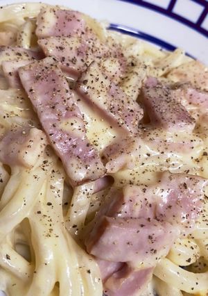 コンポタ♡カルボナーラ風うどん-レシピのメイン写真