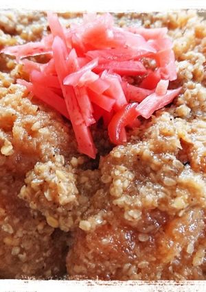 夕食の残り物☆甘口ごまみそヒレかつ丼-レシピのメイン写真