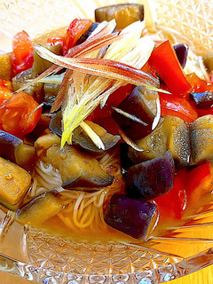 夏野菜でさっぱりぶっかけそうめん♪-レシピのメイン写真