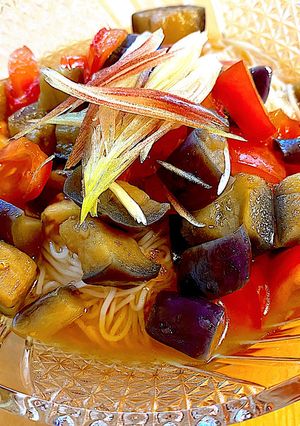 夏野菜でさっぱりぶっかけそうめん♪-レシピのメイン写真