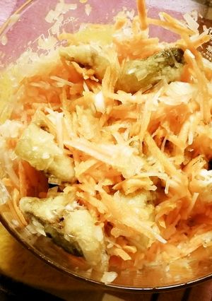 新玉ねぎと人参と鰺フライの酢の物-レシピのメイン写真
