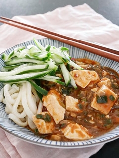 肉無し冷やし麻婆豆腐うどん(ヴィーガン)-レシピのメイン写真