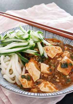 肉無し冷やし麻婆豆腐うどん（ヴィーガン）-レシピのメイン写真