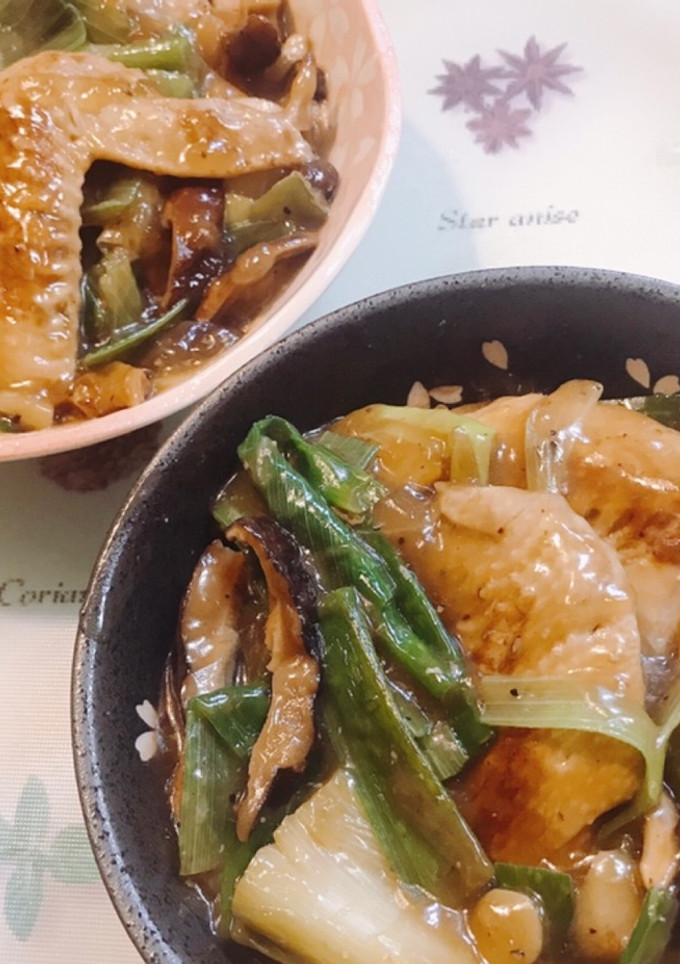鶏の手羽先と干し椎茸とネギの醤油煮-レシピのメイン写真
