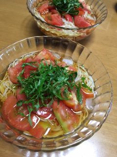 大葉とトマトの素麺☆胡麻油風味-レシピのメイン写真