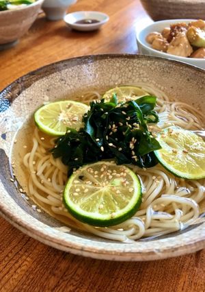 すだちとワカメのひやむぎ-レシピのメイン写真