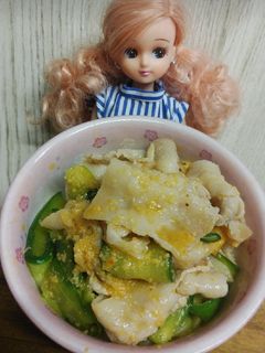 リカちゃん♡きゅうりと豚しゃぶサラダꕤ⠜-レシピのメイン写真