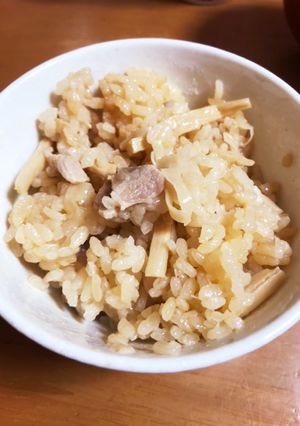 メンマ やわらぎと豚肉の炊き込みご飯-レシピのメイン写真