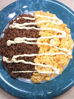 2色の味がそれぞれ違う飽きないそぼろ丼-レシピのメイン写真