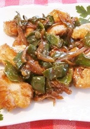 鶏むね肉とピーマンと玉ねぎの甜麺醤炒め♪-レシピのメイン写真