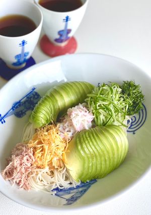見た目美しアボガドそうめん！-レシピのメイン写真