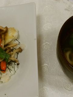 鯛のピリ辛あんかけ丼とつみれ汁-レシピのメイン写真