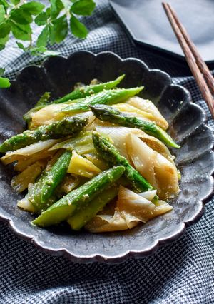 やみつき！アスパラとねぎの明太炒め-レシピのメイン写真