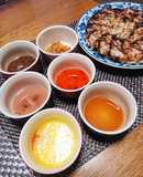 冷蔵庫整理☆豆腐豚挽肉ニラ餃子☆たれ6種