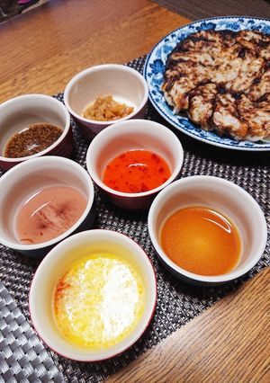冷蔵庫整理☆豆腐豚挽肉ニラ餃子☆たれ6種-レシピのメイン写真