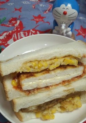 サラダチキンで簡単チキンコーンサンド-レシピのメイン写真