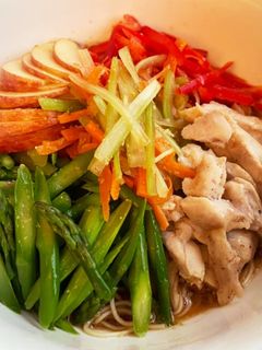 胡麻和えの残りで蒸し鶏そうめん〜-レシピのメイン写真