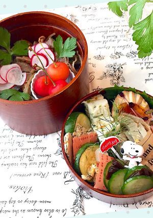 作り置きおかず スヌーピー弁当 詰め方-レシピのメイン写真