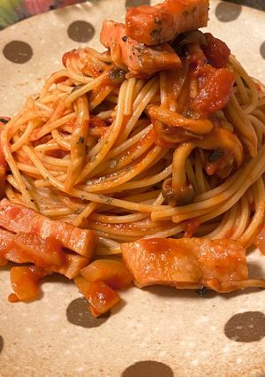 ベーコンとしめじのトマトパスタ*+-レシピのメイン写真