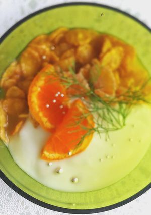 シリアルのオレンジヨーグルトがけ♪-レシピのメイン写真