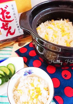 土鍋で炊くかつお節のトウモロコシご飯-レシピのメイン写真