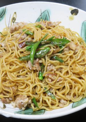 青唐辛子と豚肉の細切りの中華風塩焼きそば-レシピのメイン写真