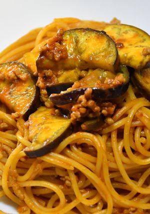 唐辛子なし！「なすと挽肉のパスタ」-レシピのメイン写真