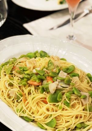 簡単♡帆立とサーモン空豆のパスタ-レシピのメイン写真