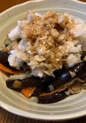 茄子とピーマンの豚バラ炒めおろしのせ-レシピのメイン写真