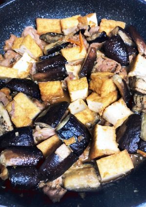 簡単★豚肉とナスの厚揚げ入り味噌炒め-レシピのメイン写真