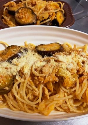 ナスとひき肉のミートスパゲティ-レシピのメイン写真