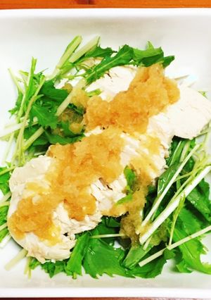 水菜と鶏むね肉のおろしポン酢サラダ-レシピのメイン写真