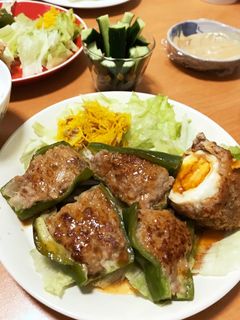 フライパンでソースまで!ピーマンの肉詰め-レシピのメイン写真
