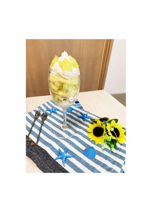 チーズ蒸しケーキのスコップケーキパフェ-レシピのメイン写真
