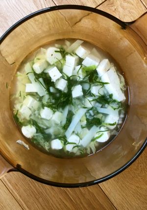 木綿豆腐　葉物野菜　じゃがいものスープ-レシピのメイン写真