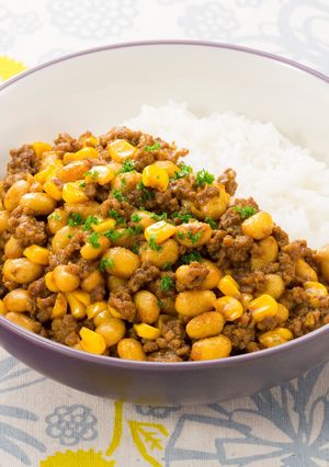 10分で完成！大豆とコーンのキーマカレー-レシピのメイン写真