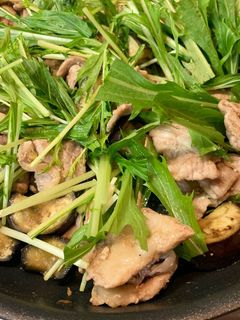 豚肉と茄子と水菜の炒め物-レシピのメイン写真