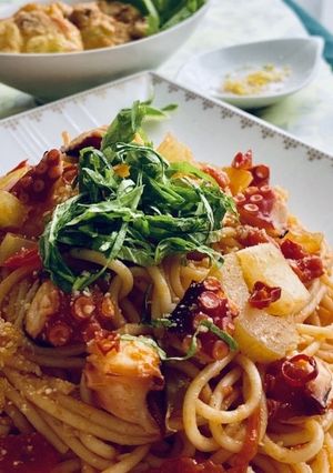 大人な気分❤︎タコとトマトスパゲッティ★-レシピのメイン写真