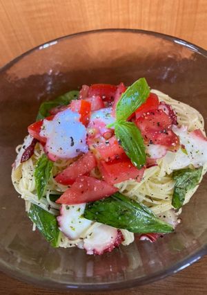 タコとバジルの冷たいパスタ-レシピのメイン写真