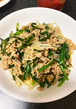 ごはん進む!ひき肉ニラもやし炒め-レシピのメイン写真