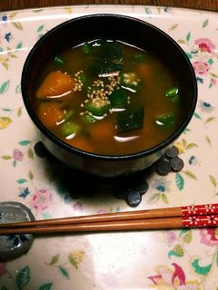夏⛅の味噌汁❗南瓜オクラ☺(^q^)⛄☕-レシピのメイン写真