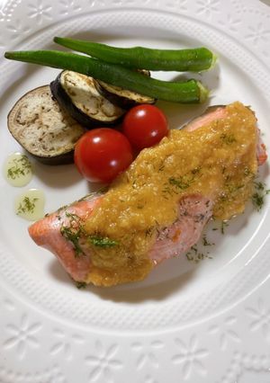 夏野菜と鮭のちゃんちゃん焼き-レシピのメイン写真