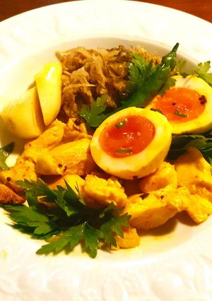 低温調理の鶏ささみと半熟玉子のアチャール-レシピのメイン写真